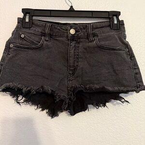 Volcom Black Jean Shorts Distressed Raw Hem